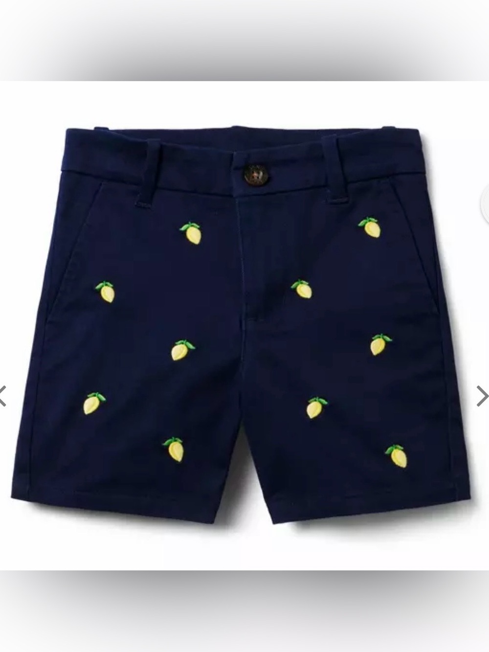 Janie and Jack boys Navy Shorts with Yellow Lemon Embroidery -2T